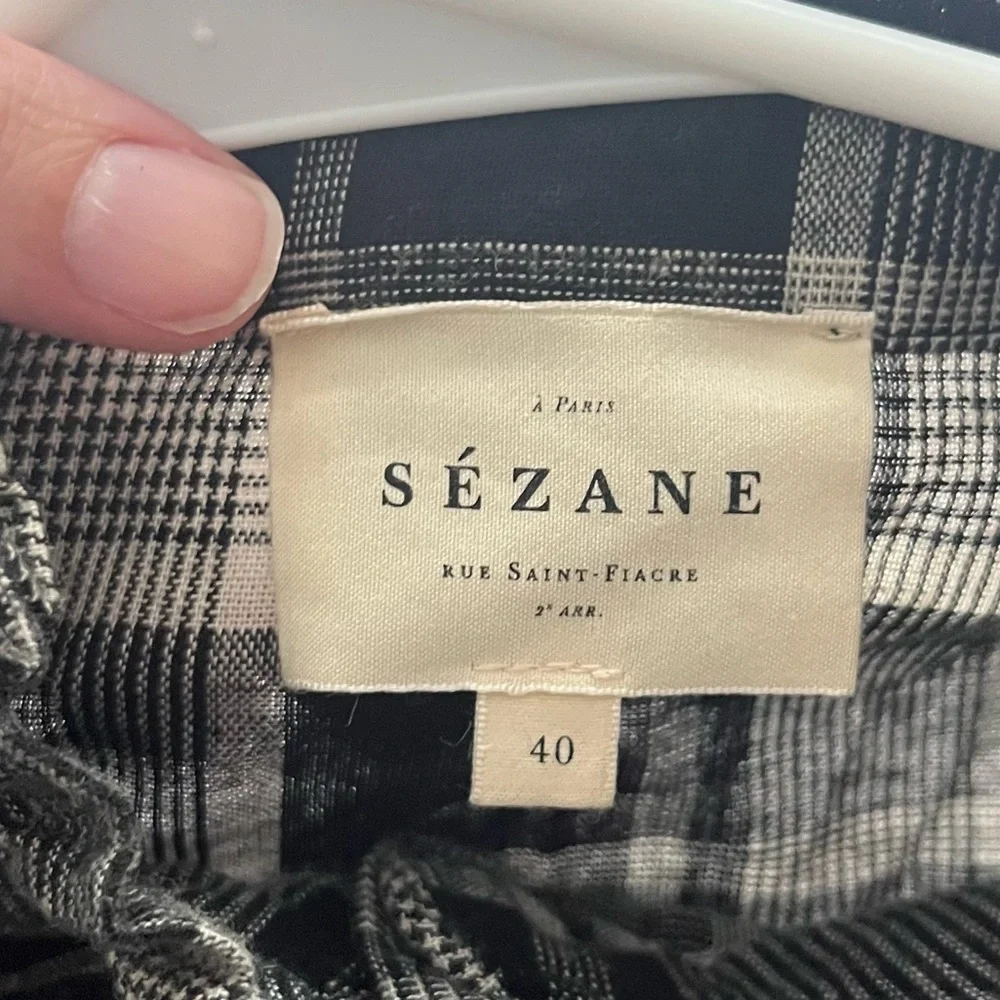 Sezane Capri Flannel Shirtdress Mini Wrap Washington Check French Academia 40 - Picture 11 of 16
